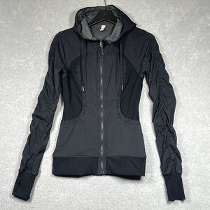 Lululemon Dance Studio Jacket Womens 4 Black Full Zip Hoodie Reversible W4BG3S